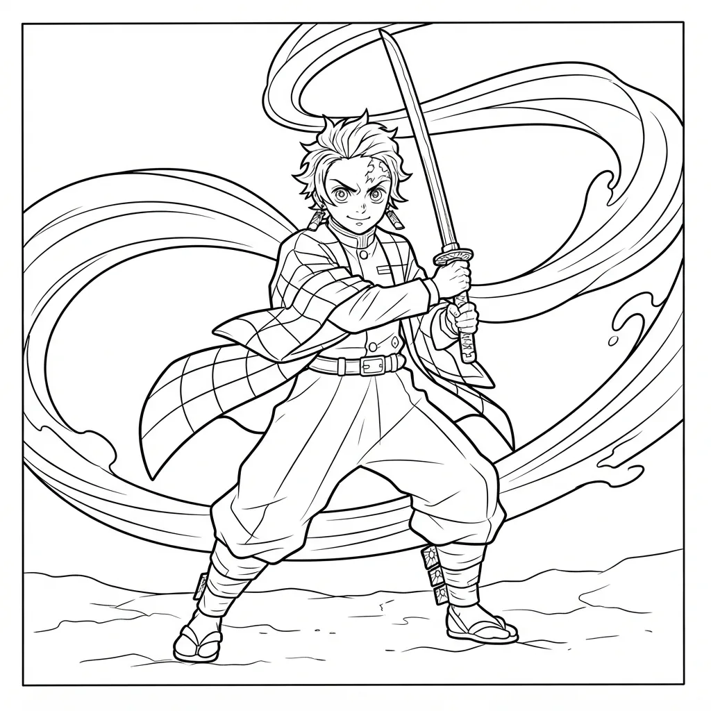 Free Printable Demon Slayer Coloring Page Sheet 7