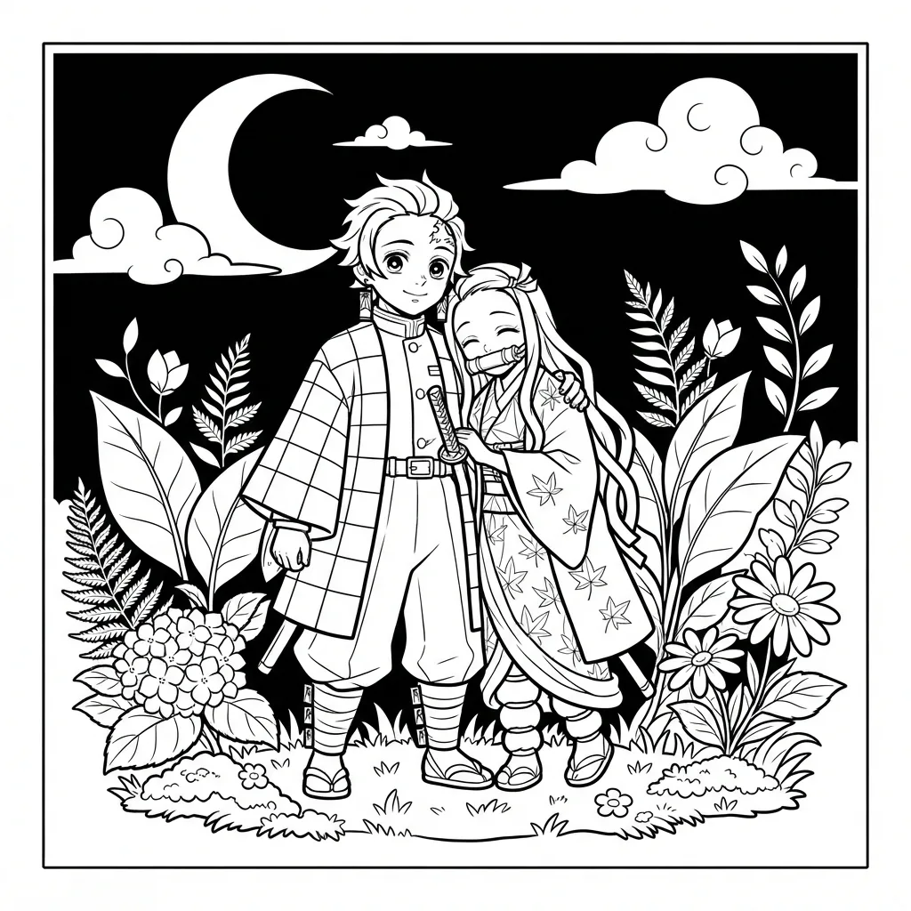 Free Printable Demon Slayer Coloring Page Sheet 8