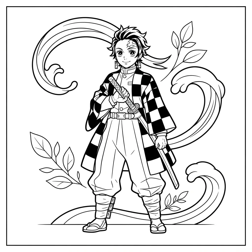 Free Printable Demon Slayer Coloring Page Sheet 9