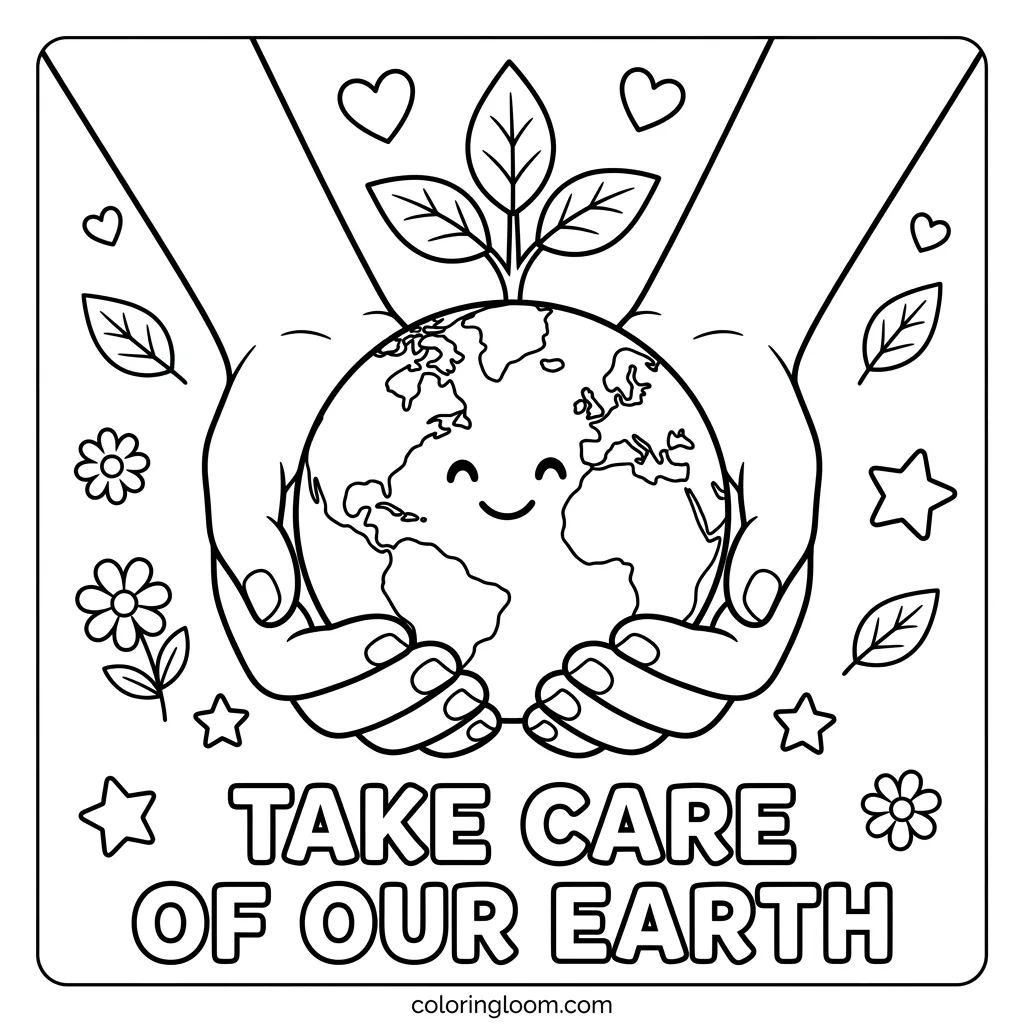 Free Earth Day Coloring Pages Printable PDF for Kids Sheet 4