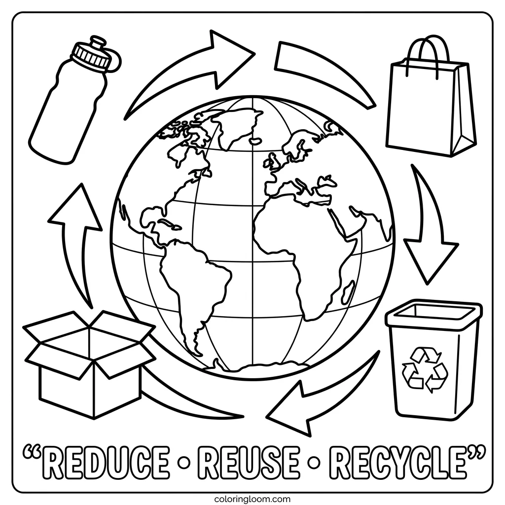 Free Earth Day Coloring Pages Printable PDF for Kids Sheet 5