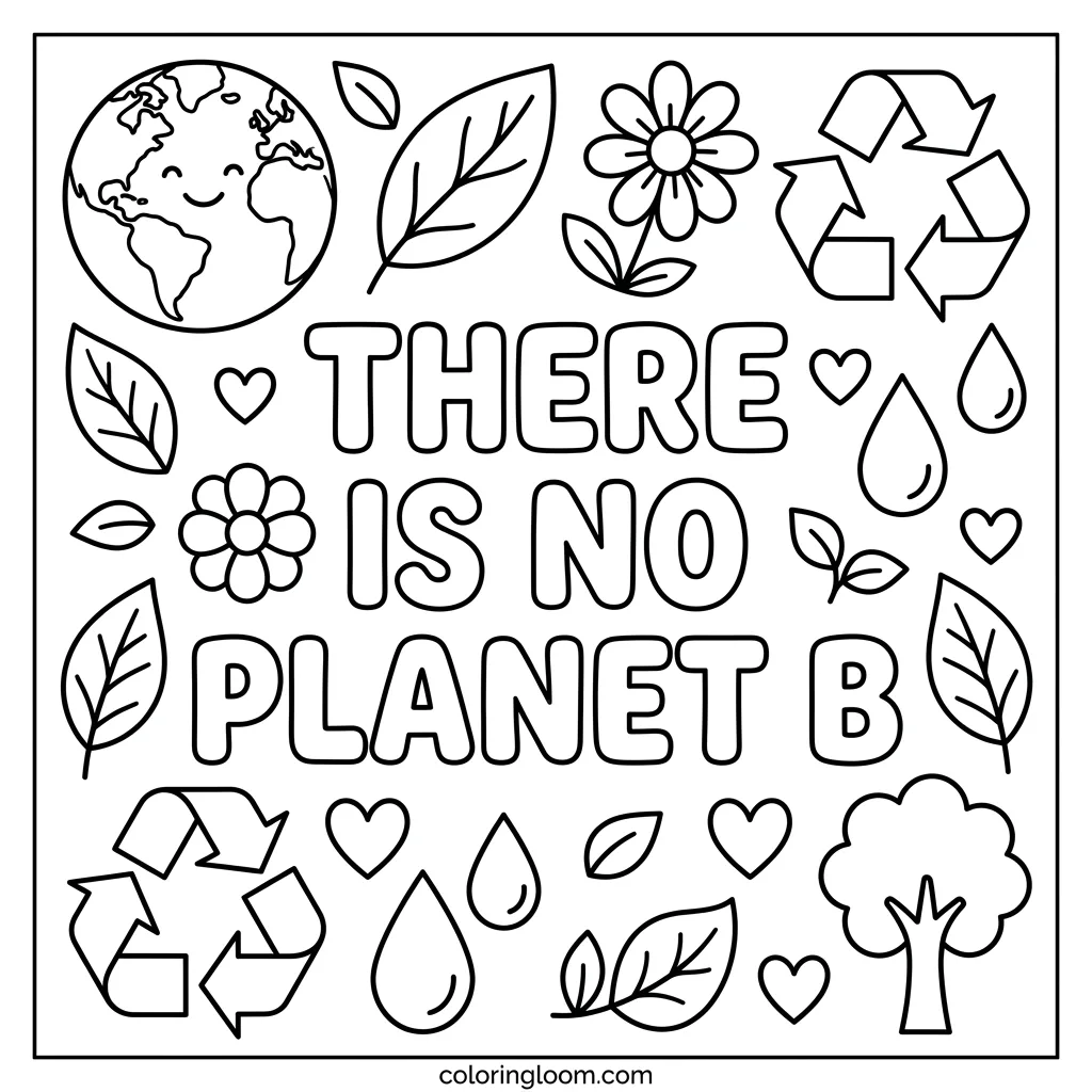 Free Earth Day Coloring Pages Printable PDF for Kids Sheet 9