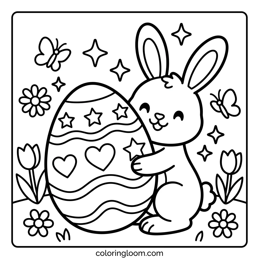 Free Easter Coloring Pages Printable PDF for Kids Sheet 1
