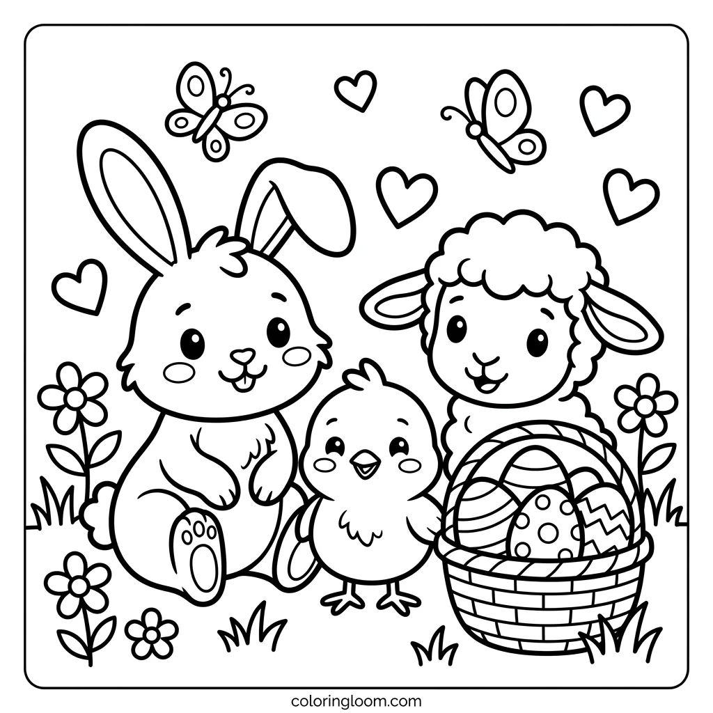 Free Easter Coloring Pages Printable PDF for Kids Sheet 10