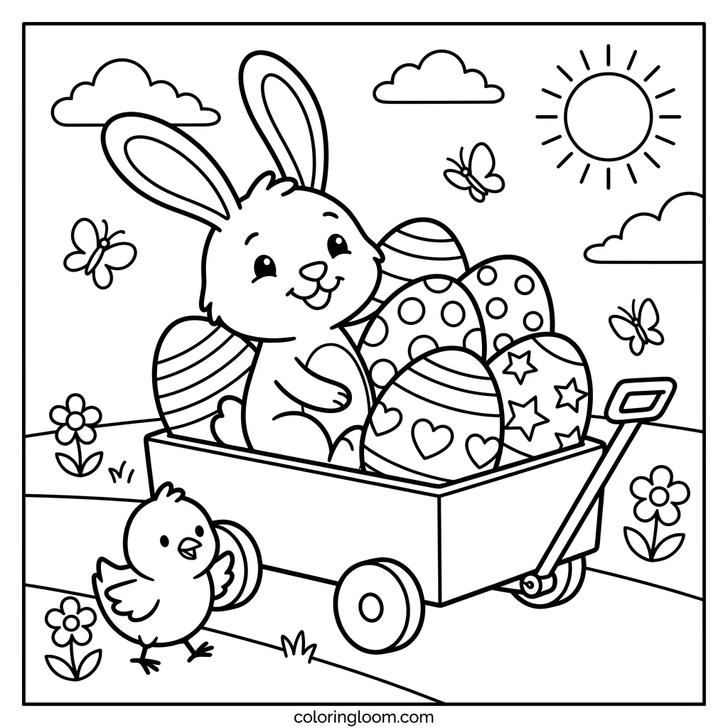 Free Easter Coloring Pages Printable PDF for Kids Sheet 3