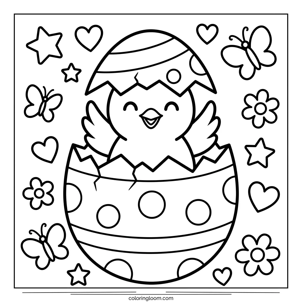 Free Easter Coloring Pages Printable PDF for Kids Sheet 4