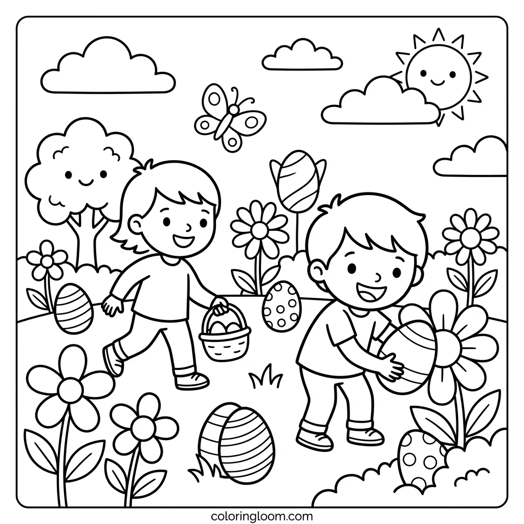Free Easter Coloring Pages Printable PDF for Kids Sheet 5