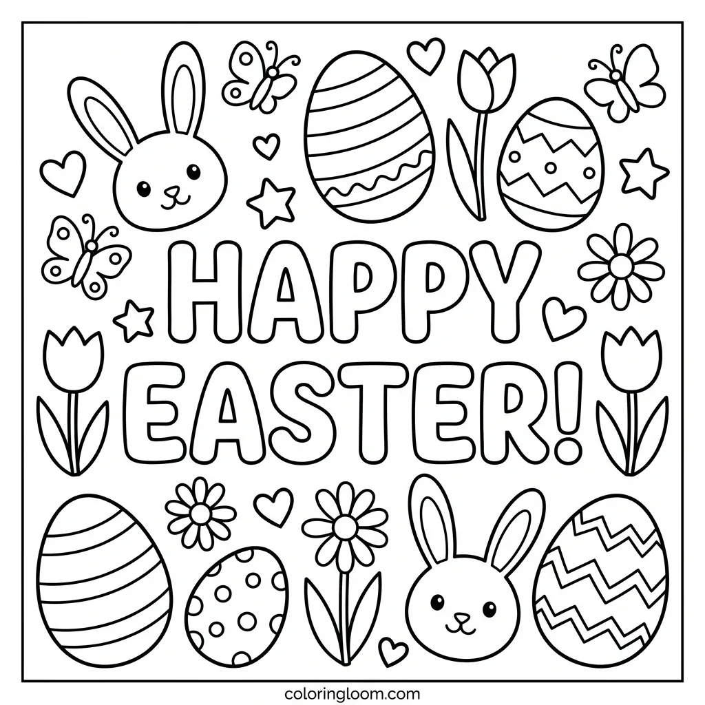 Free Easter Coloring Pages Printable PDF for Kids Sheet 6
