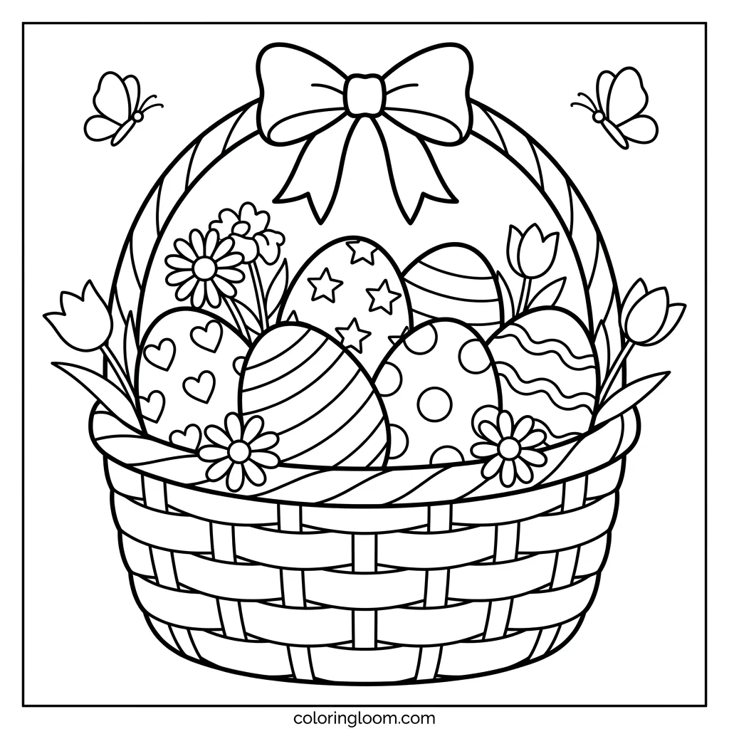 Free Easter Coloring Pages Printable PDF for Kids Sheet 7