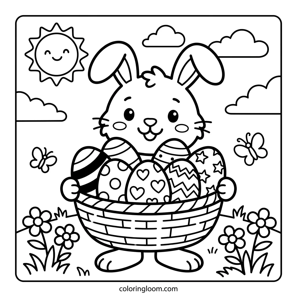 Free Easter Coloring Pages Printable PDF for Kids Sheet 9