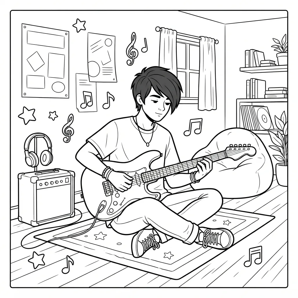 Free Printable Emo Coloring Pages Sheet 1