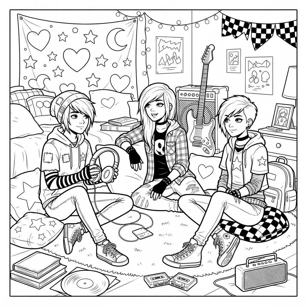 Free Printable Emo Coloring Pages Sheet 10
