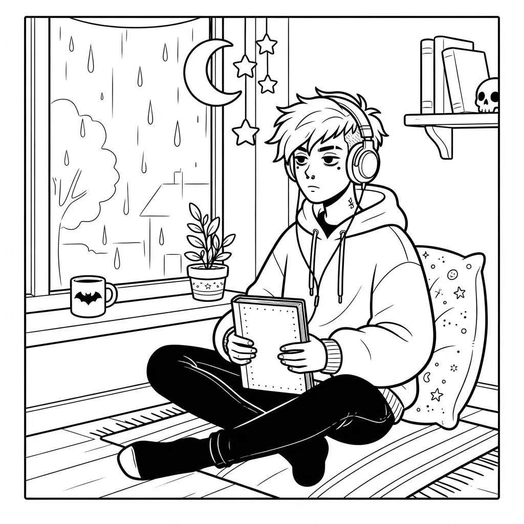 Free Printable Emo Coloring Pages Sheet 2