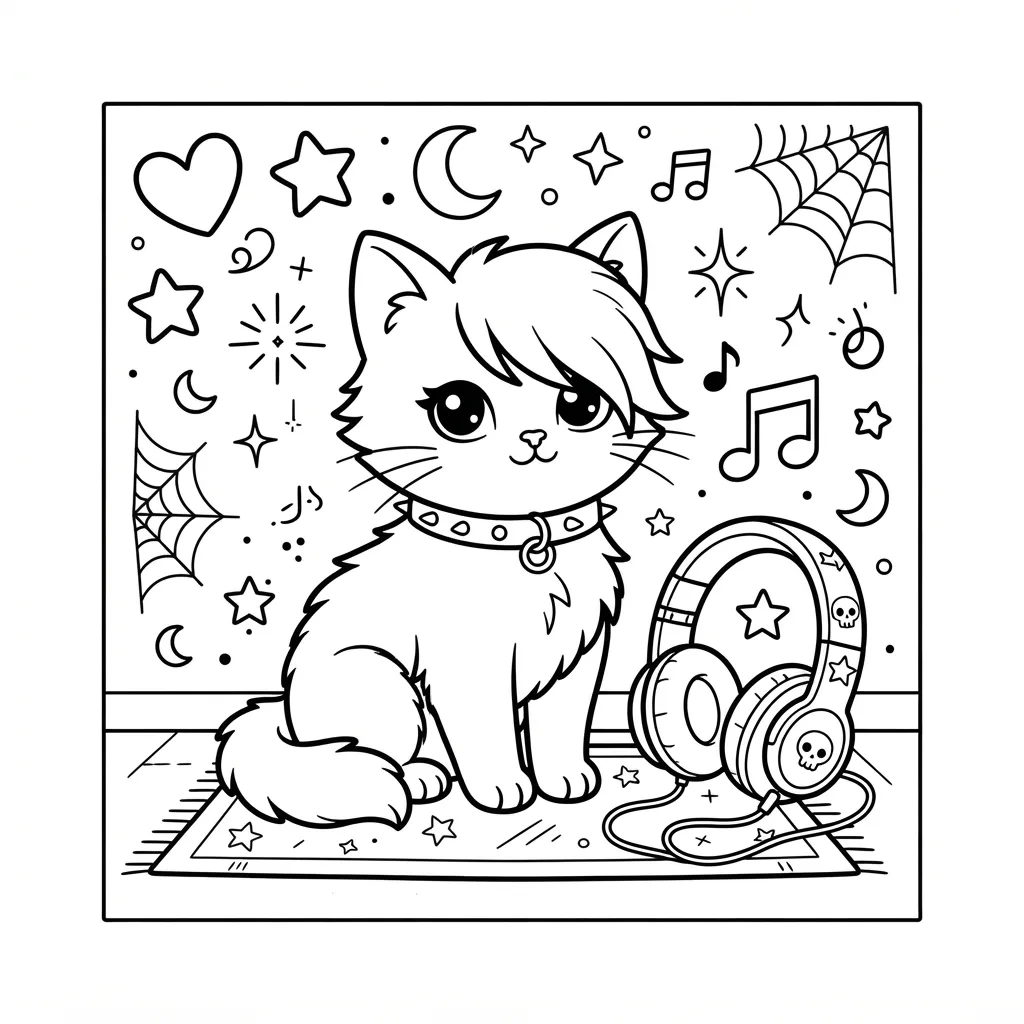 Free Printable Emo Coloring Pages Sheet 3