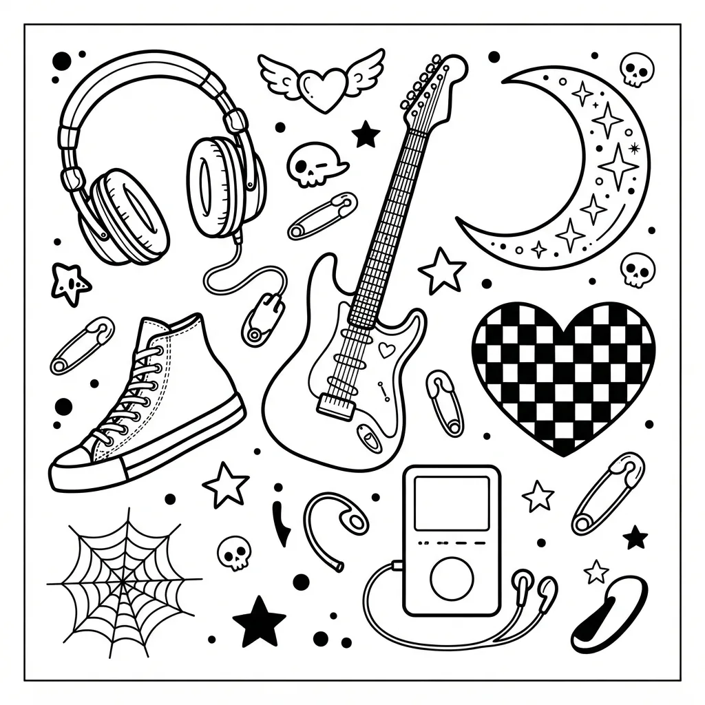 Free Printable Emo Coloring Pages Sheet 4