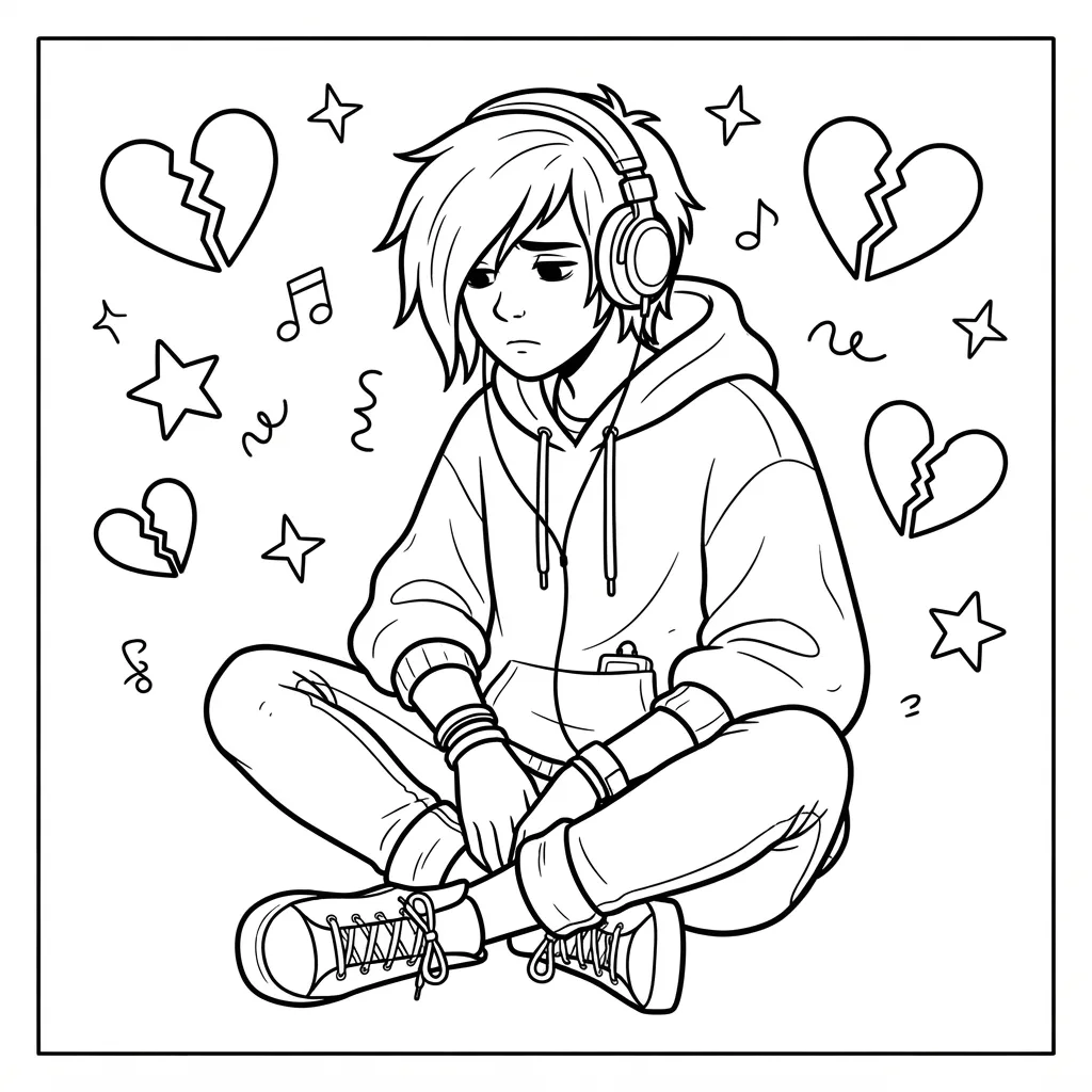 Free Printable Emo Coloring Pages Sheet 7