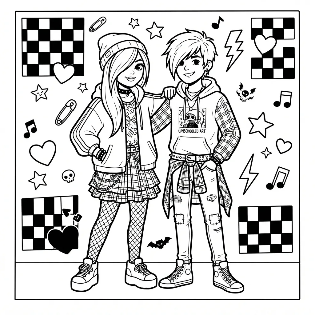 Free Printable Emo Coloring Pages Sheet 8