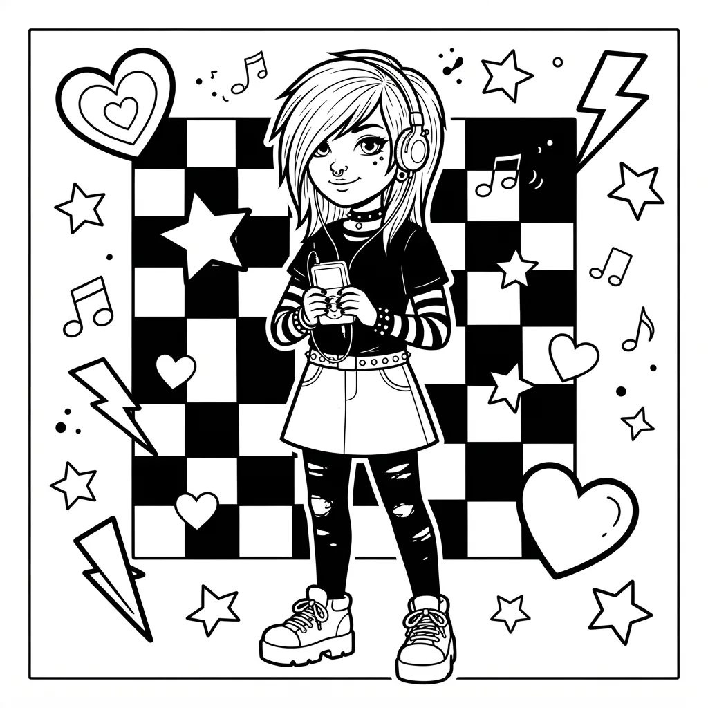 Free Printable Emo Coloring Pages Sheet 9