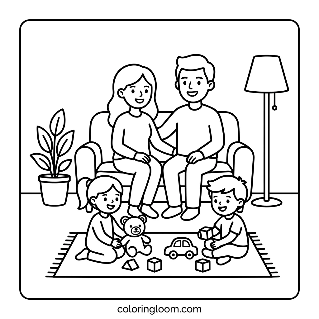 Free Printable Family Coloring Pages Sheet 5