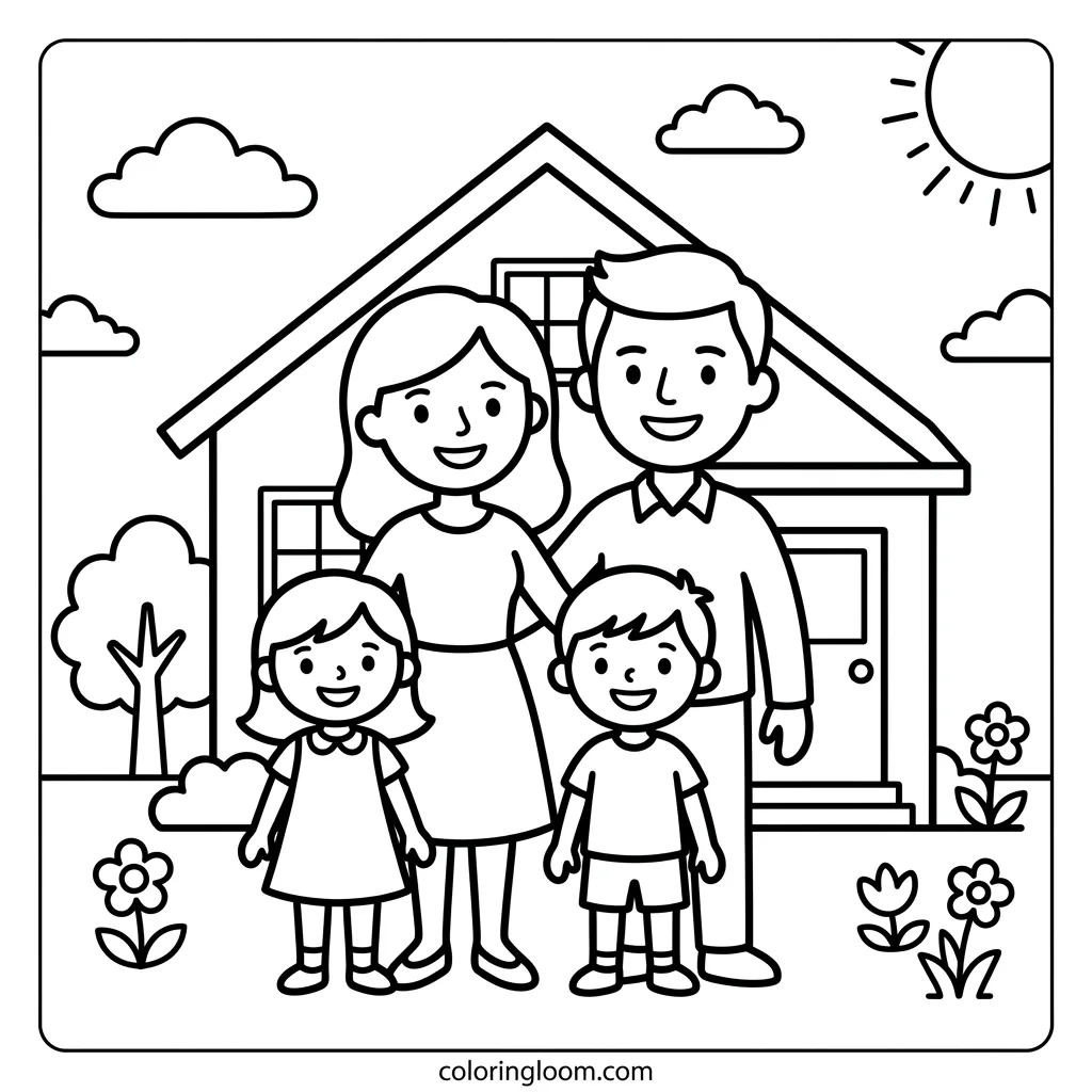 Free Printable Family Coloring Pages Sheet 6