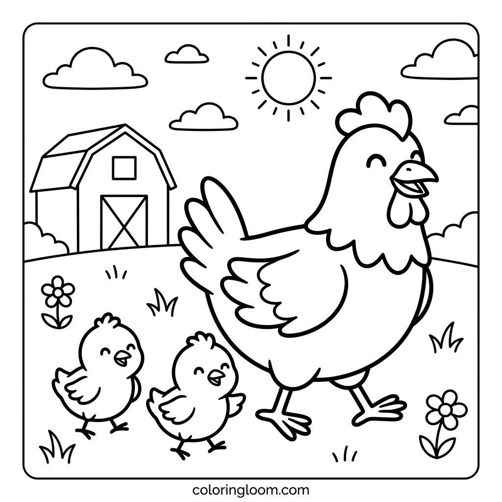 Free Farm Animal Coloring Pages Printable PDF for Kids Sheet 2