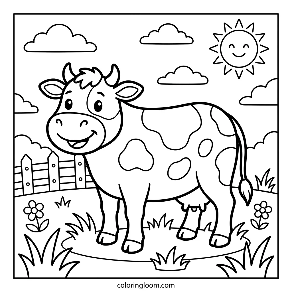 Free Farm Animal Coloring Pages Printable PDF for Kids Sheet 3