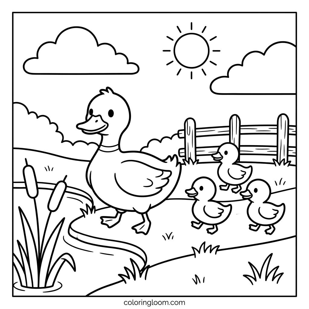 Free Farm Animal Coloring Pages Printable PDF for Kids Sheet 6