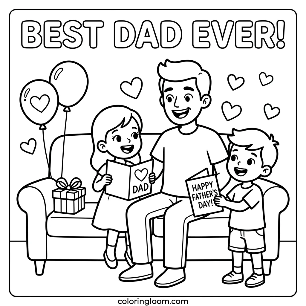 Free Father’s Day Coloring Pages Printable PDF for Kids Sheet 10