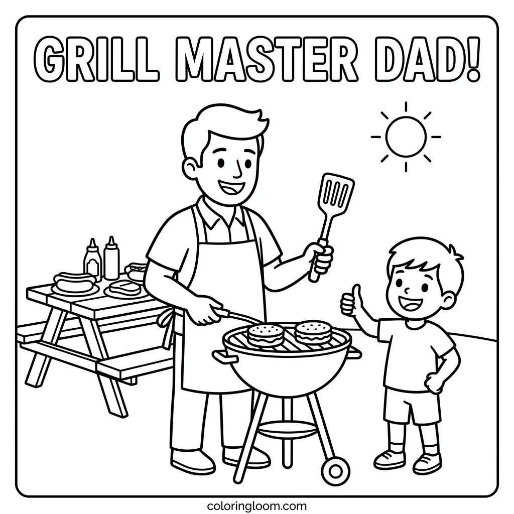 Free Father’s Day Coloring Pages Printable PDF for Kids Sheet 3