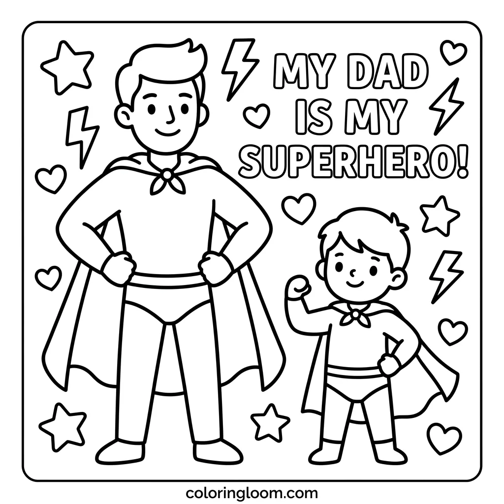 Free Father’s Day Coloring Pages Printable PDF for Kids Sheet 5