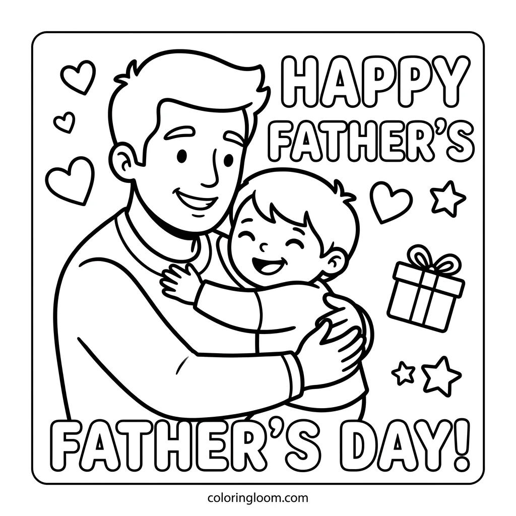 Free Father’s Day Coloring Pages Printable PDF for Kids Sheet 6