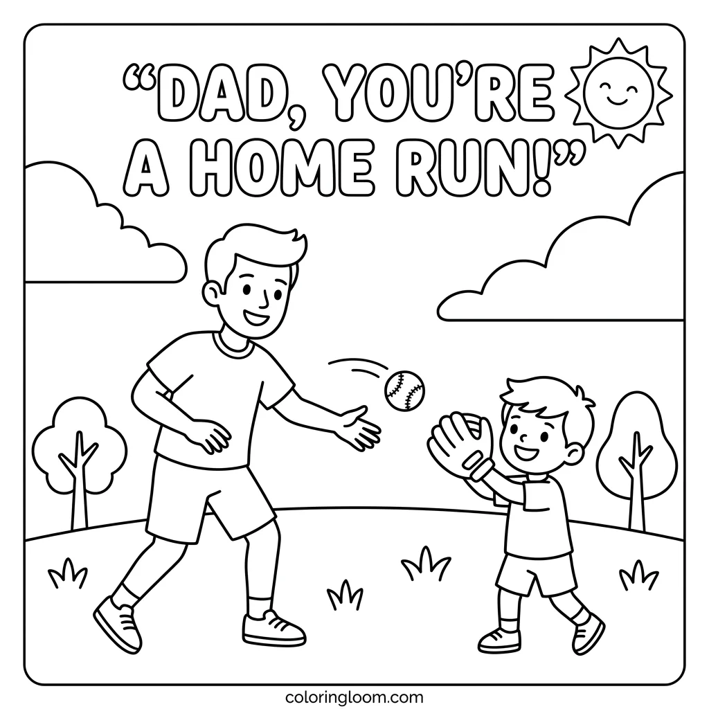 Free Father’s Day Coloring Pages Printable PDF for Kids Sheet 7