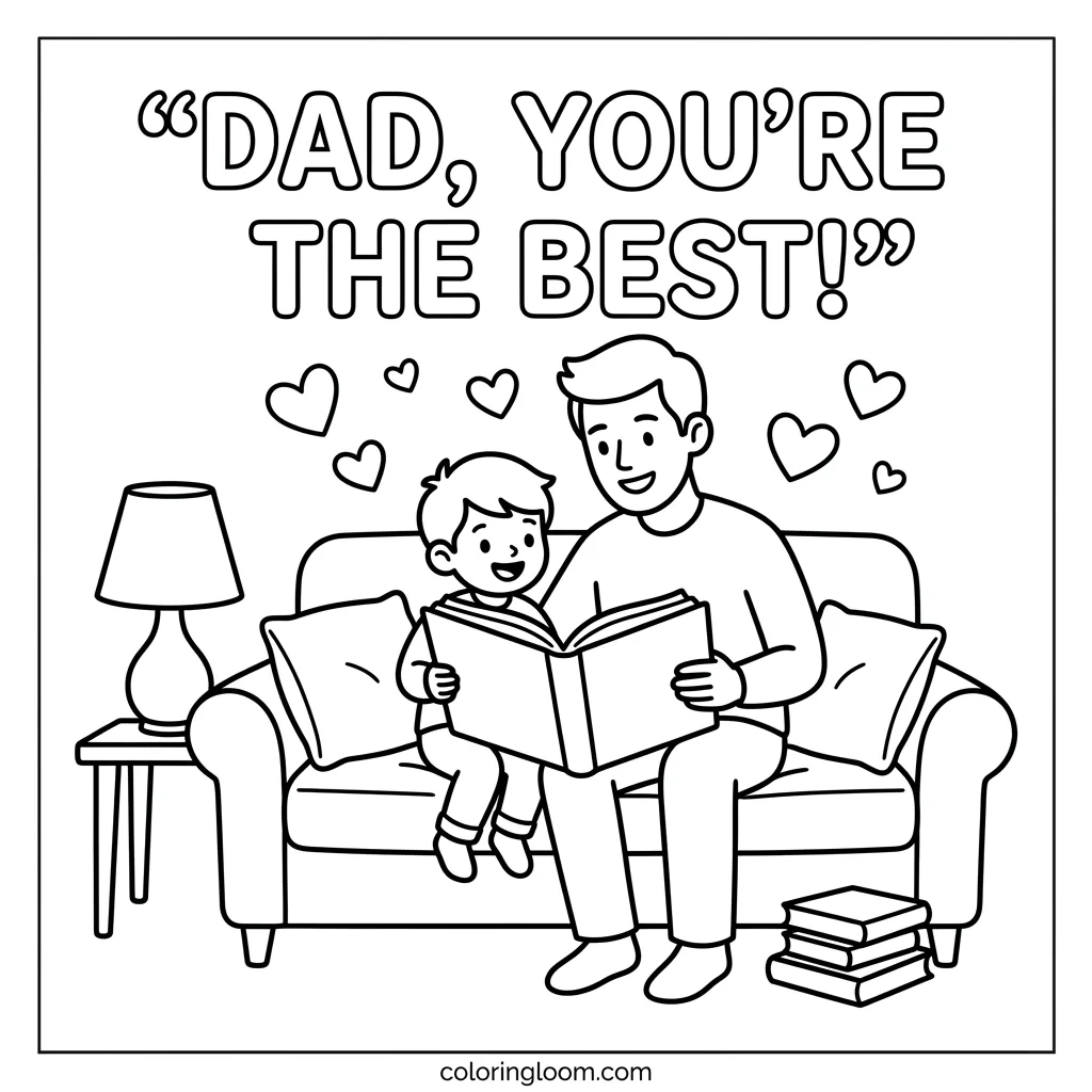 Free Father’s Day Coloring Pages Printable PDF for Kids Sheet 8