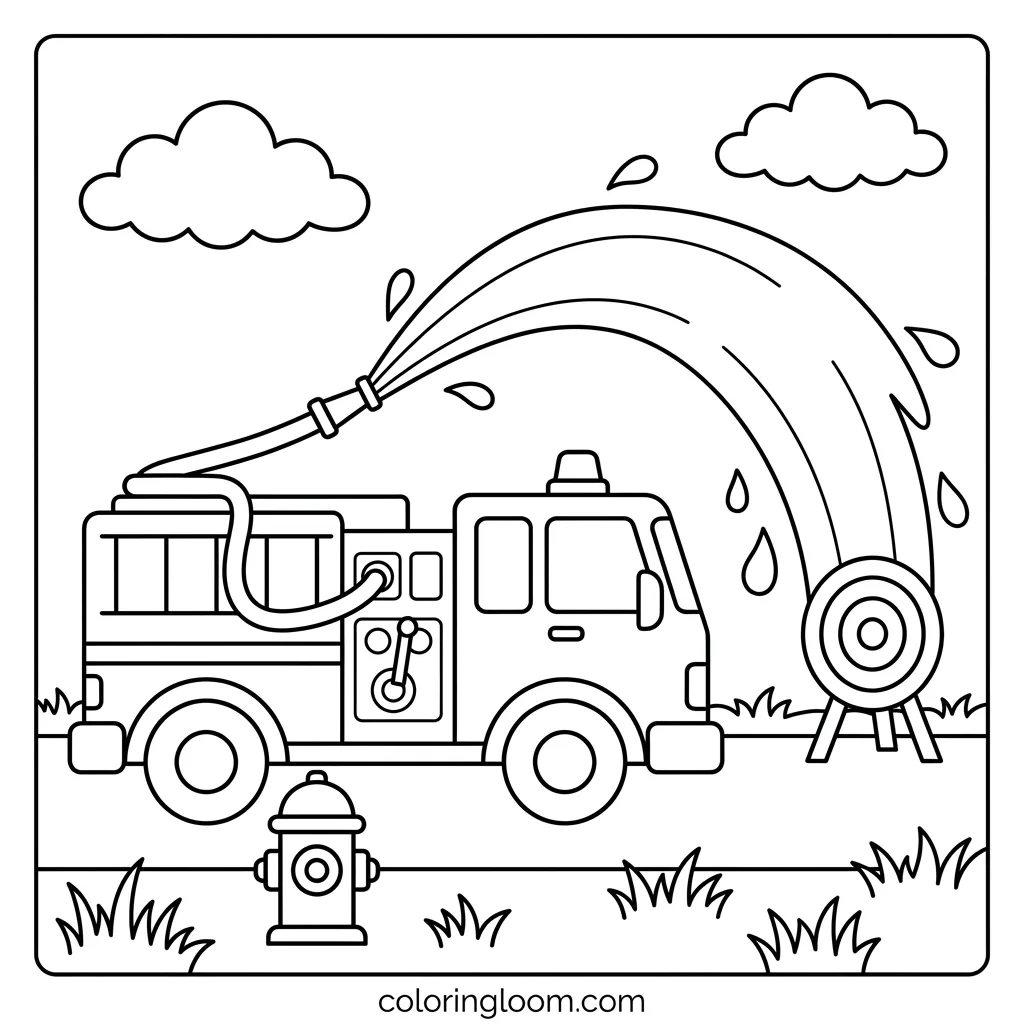 Free Fire Truck Coloring Pages Printable PDF for Kids Sheet 5