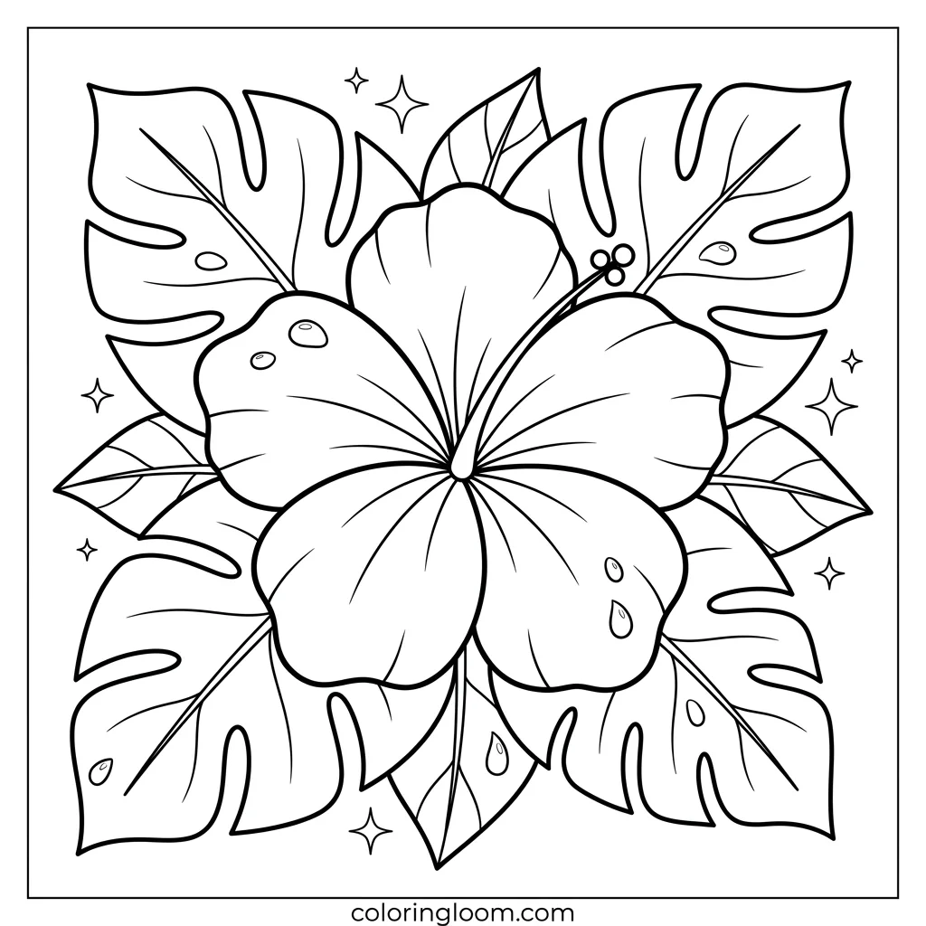 Free Flower Coloring Pages Printable PDF for Kids & Adults Sheet 4