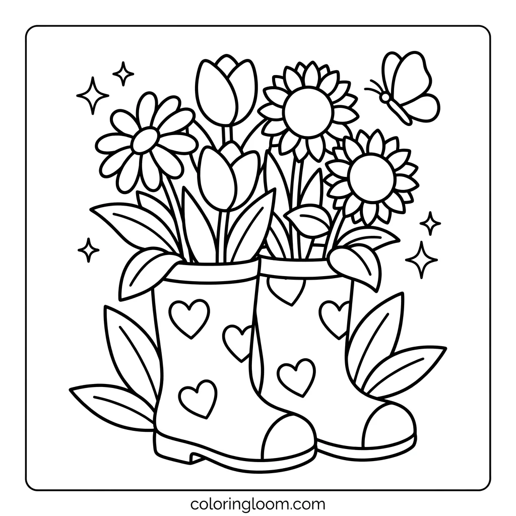 Free Flower Coloring Pages Printable PDF for Kids & Adults Sheet 7