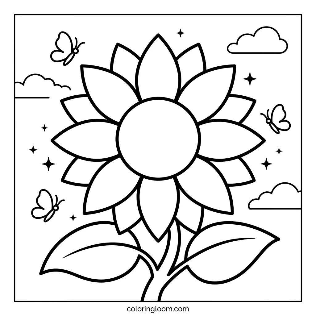 Free Flower Coloring Pages Printable PDF for Kids & Adults Sheet 8