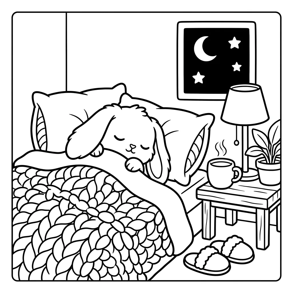 Free Printable Fuzzy Hygge Coloring Book Pages Sheet 6