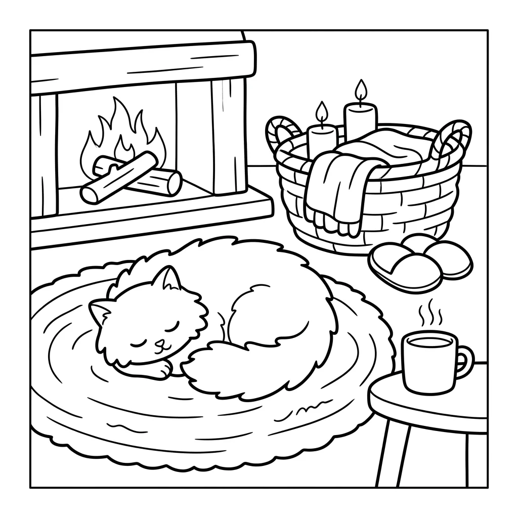 Free Printable Fuzzy Hygge Coloring Book Pages Sheet 8