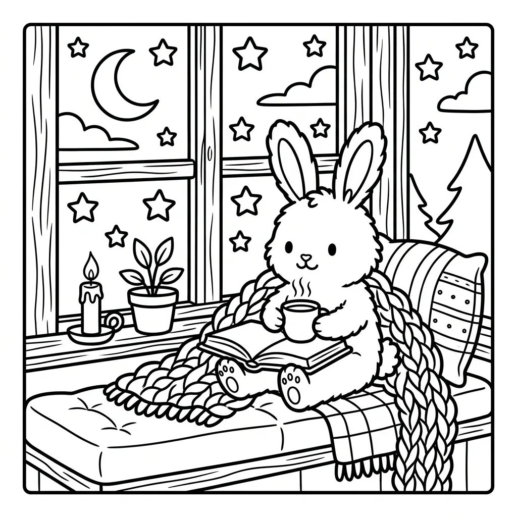 Free Printable Fuzzy Hygge Coloring Book Pages Sheet 9