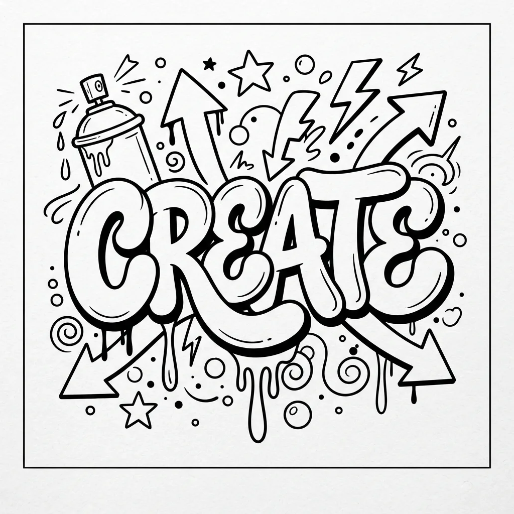 Free Printable Graffiti Coloring Pages Sheet 3
