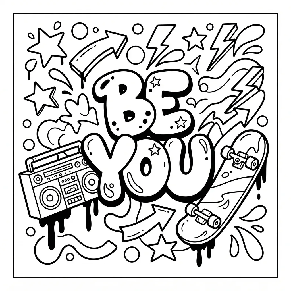 Free Printable Graffiti Coloring Pages Sheet 5