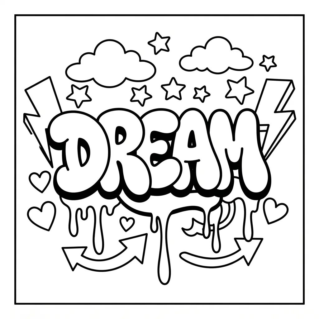 Free Printable Graffiti Coloring Pages Sheet 7