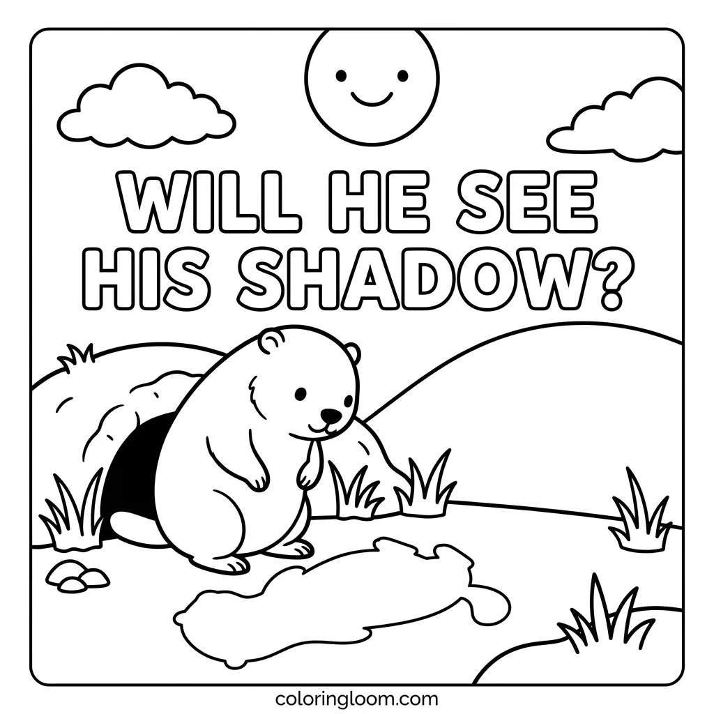 Free Groundhog Day Coloring Pages Printable PDF for Kids Sheet 1