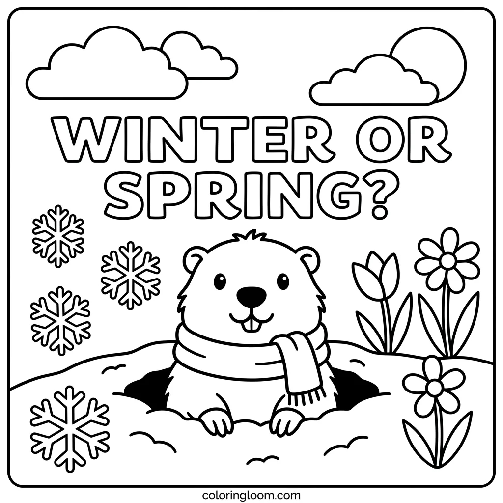Free Groundhog Day Coloring Pages Printable PDF for Kids Sheet 10