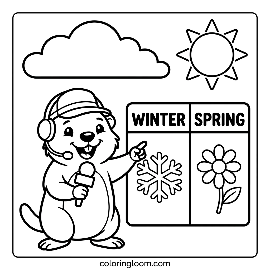 Free Groundhog Day Coloring Pages Printable PDF for Kids Sheet 5