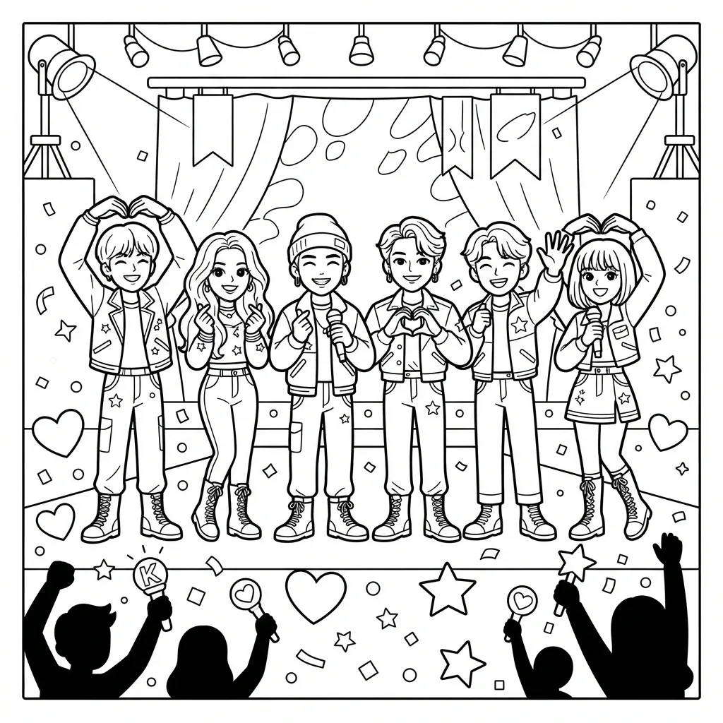 Free Printable K Pop Coloring Pages Sheet 1