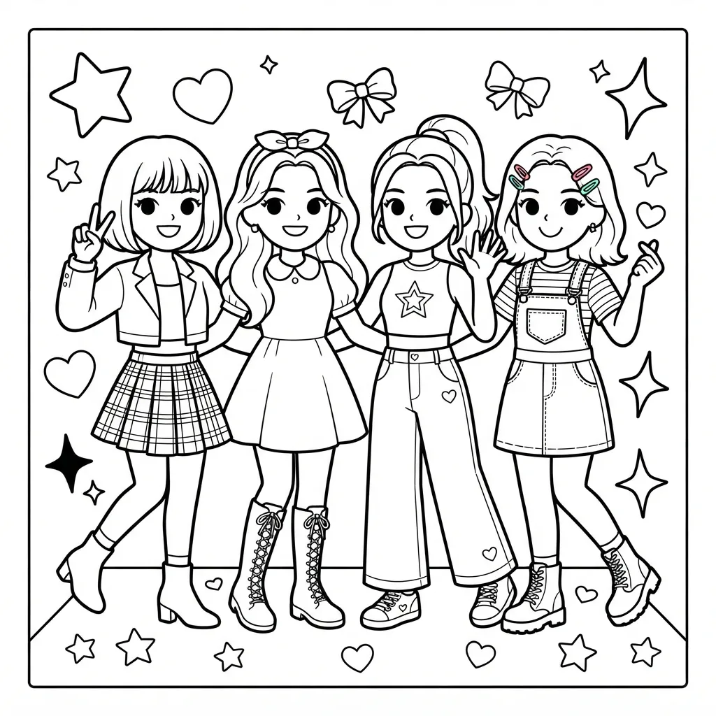 Free Printable K Pop Coloring Pages Sheet 3