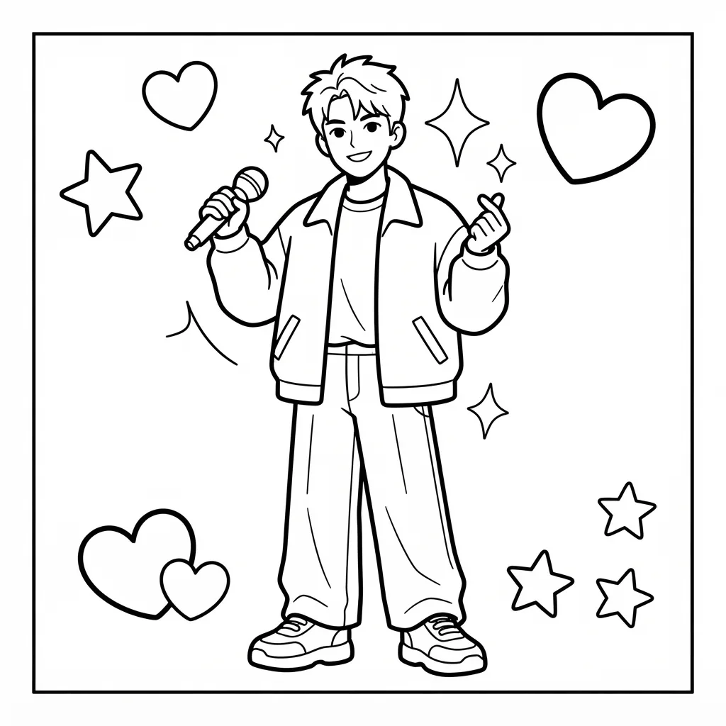 Free Printable K Pop Coloring Pages Sheet 4