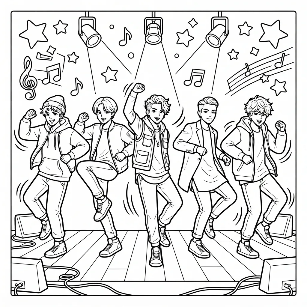 Free Printable K Pop Coloring Pages Sheet 5